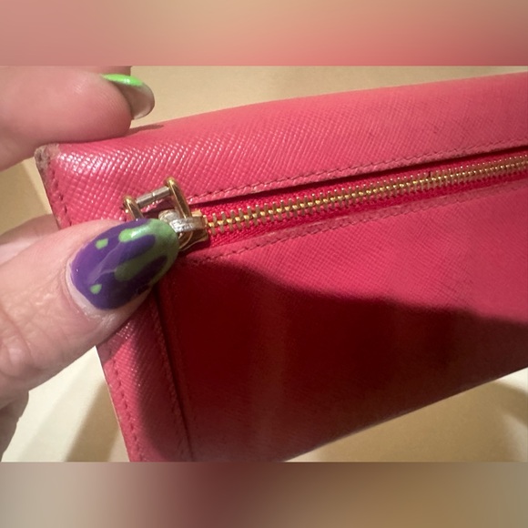 Prada Pink Saffiano Double Snap Continental Wallet - Picture 5 of 13